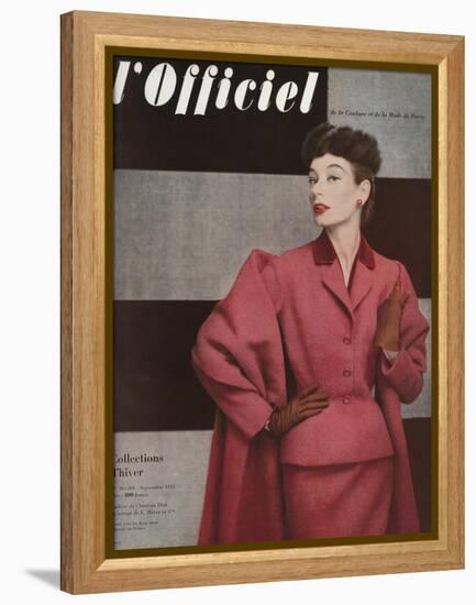 L'Officiel, September 1952 - Tailleur de Christian Dior-Philippe Pottier-Framed Stretched Canvas