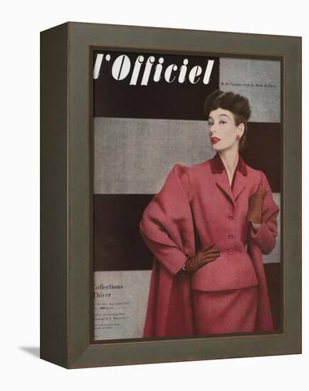 L'Officiel, September 1952 - Tailleur de Christian Dior-Philippe Pottier-Framed Stretched Canvas