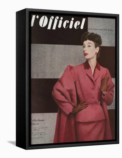 L'Officiel, September 1952 - Tailleur de Christian Dior-Philippe Pottier-Framed Stretched Canvas