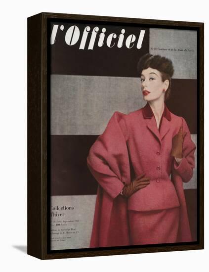 L'Officiel, September 1952 - Tailleur de Christian Dior-Philippe Pottier-Framed Stretched Canvas