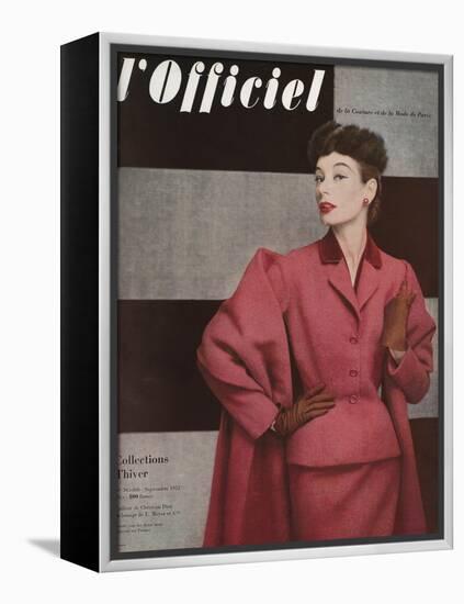 L'Officiel, September 1952 - Tailleur de Christian Dior-Philippe Pottier-Framed Stretched Canvas