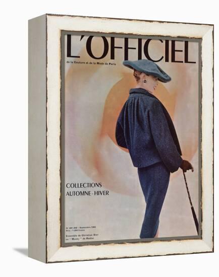 L'Officiel, September 1955 - Ensemble de Christian Dior en Musky de Rodier-Philippe Pottier-Framed Stretched Canvas