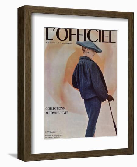 L'Officiel, September 1955 - Ensemble de Christian Dior en Musky de Rodier-Philippe Pottier-Framed Premium Giclee Print