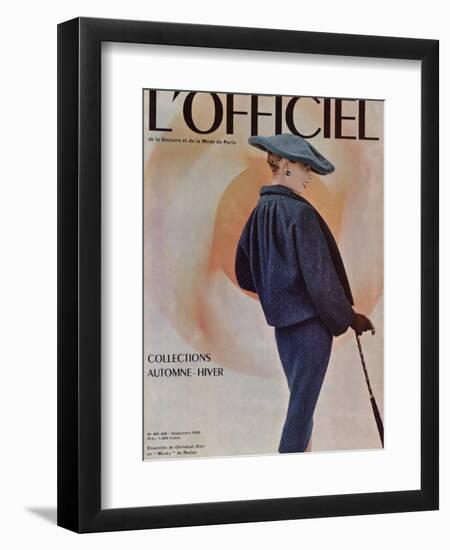 L'Officiel, September 1955 - Ensemble de Christian Dior en Musky de Rodier-Philippe Pottier-Framed Premium Giclee Print