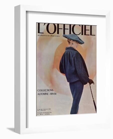 L'Officiel, September 1955 - Ensemble de Christian Dior en Musky de Rodier-Philippe Pottier-Framed Premium Giclee Print