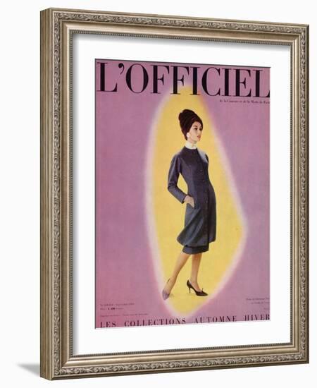 L'Officiel, September 1959 - Robe de Christian Dior en Grizki de Lesur-Philippe Pottier-Framed Art Print