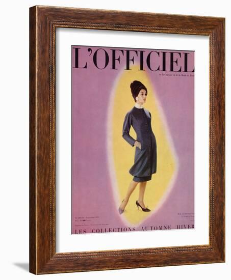 L'Officiel, September 1959 - Robe de Christian Dior en Grizki de Lesur-Philippe Pottier-Framed Art Print