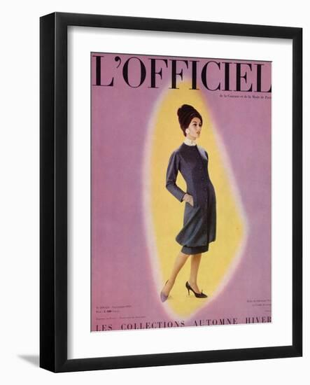 L'Officiel, September 1959 - Robe de Christian Dior en Grizki de Lesur-Philippe Pottier-Framed Art Print