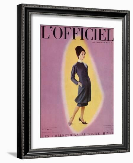 L'Officiel, September 1959 - Robe de Christian Dior en Grizki de Lesur-Philippe Pottier-Framed Art Print