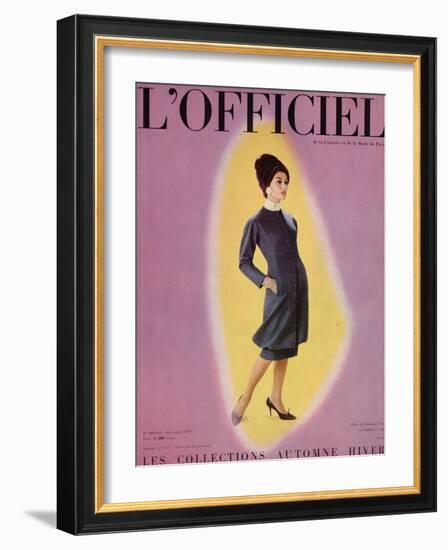 L'Officiel, September 1959 - Robe de Christian Dior en Grizki de Lesur-Philippe Pottier-Framed Art Print