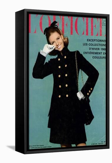 L'Officiel, September 1967 - Tailleur d'Yves-Saint Laurent-Guégan-Framed Stretched Canvas