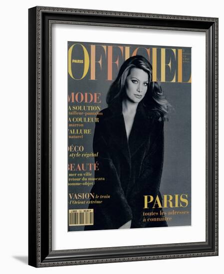 L'Officiel, September 1993 - Magalie dans une Longue Robe Noire d'Yves Saint Laurent-Francesco Scavullo-Framed Art Print