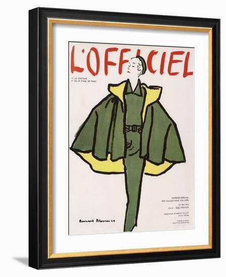 L'Officiel, Winter Special Issue - Ensemble de Robert Piguet, Tissu Lesur-Bernard Blossac-Framed Art Print