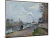 L'oise, Pres De Pontoise En Gris - Peinture De Camille Pissarro (1830-1903) the Oise near Pontoise-Camille Pissarro-Mounted Giclee Print