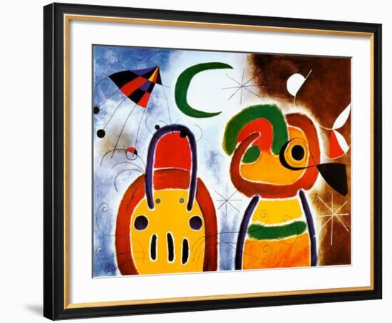 L'Oiseau au Plumage Deploye-Joan Miro-Framed Art Print