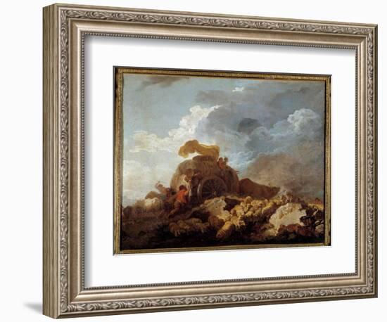 L'orage Ou La Charrette Embourbee, 18Th Century (Oil on Canvas)-Jean-Honore Fragonard-Framed Giclee Print