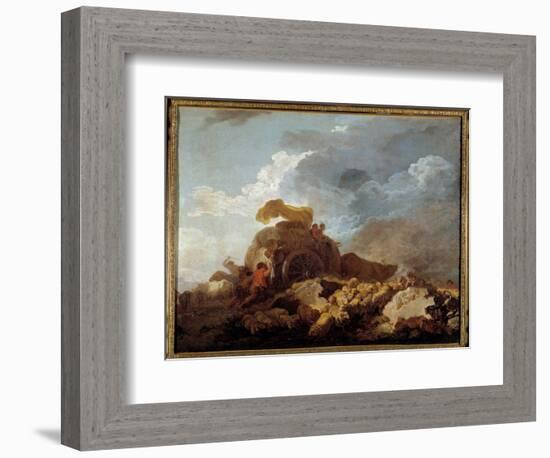 L'orage Ou La Charrette Embourbee, 18Th Century (Oil on Canvas)-Jean-Honore Fragonard-Framed Giclee Print