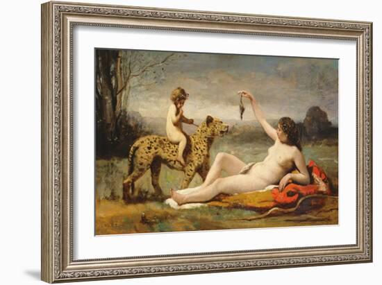 La bacchante a la panthere, 1855-60-Jean Baptiste Camille Corot-Framed Giclee Print