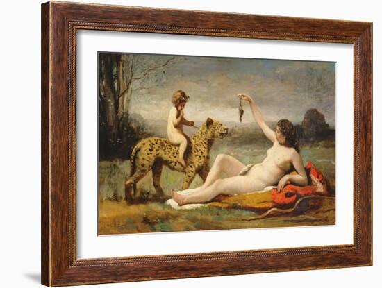 La bacchante a la panthere, 1855-60-Jean Baptiste Camille Corot-Framed Giclee Print