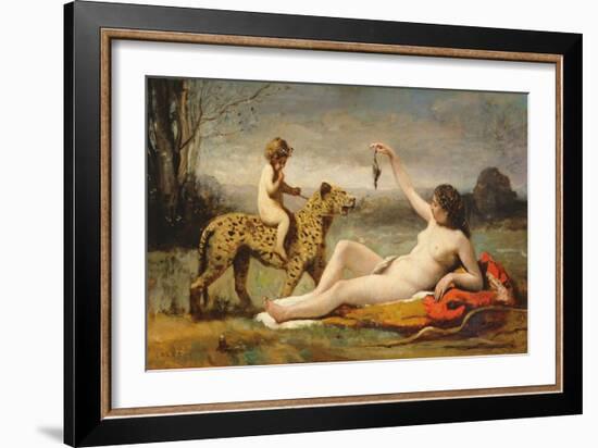 La bacchante a la panthere, 1855-60-Jean Baptiste Camille Corot-Framed Giclee Print