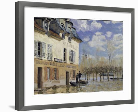 La Barque During the Flood at Port-Marly, c.1876-Alfred Sisley-Framed Giclee Print