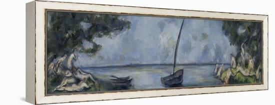 La barque et les baigneurs-Paul Cézanne-Framed Premier Image Canvas