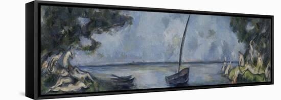 La barque et les baigneurs-Paul Cézanne-Framed Premier Image Canvas