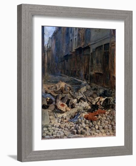 La Barricade, Rue de La Mortellerie, c.1848-Jean-Louis Ernest Meissonier-Framed Giclee Print