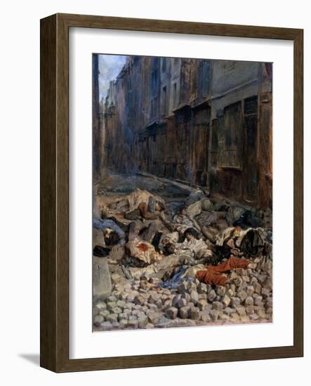 La Barricade, Rue de La Mortellerie, c.1848-Jean-Louis Ernest Meissonier-Framed Giclee Print