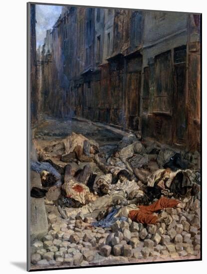 La Barricade, Rue de La Mortellerie, c.1848-Jean-Louis Ernest Meissonier-Mounted Giclee Print