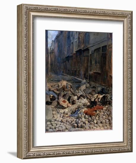 La Barricade, Rue de La Mortellerie, c.1848-Jean-Louis Ernest Meissonier-Framed Giclee Print