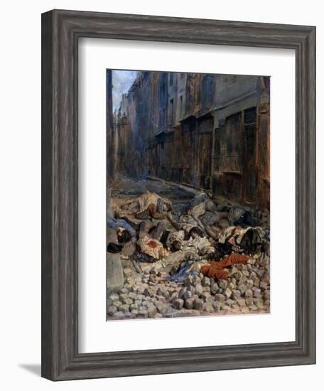 La Barricade, Rue de La Mortellerie, c.1848-Jean-Louis Ernest Meissonier-Framed Giclee Print