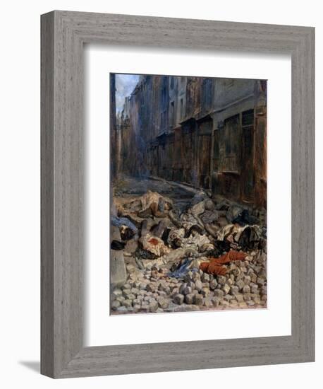 La Barricade, Rue de La Mortellerie, c.1848-Jean-Louis Ernest Meissonier-Framed Giclee Print