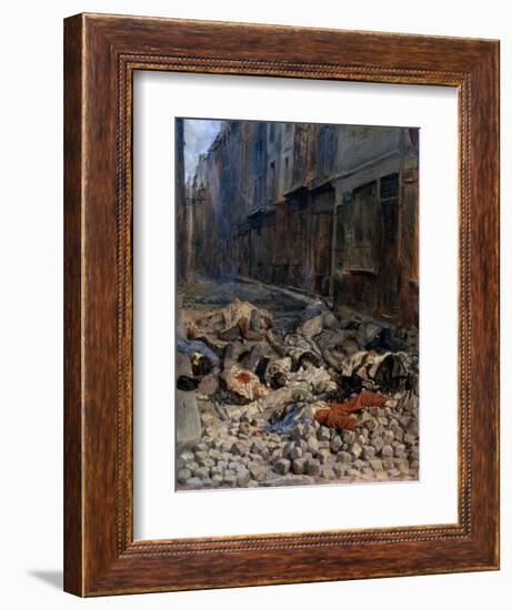 La Barricade, Rue de La Mortellerie, c.1848-Jean-Louis Ernest Meissonier-Framed Giclee Print