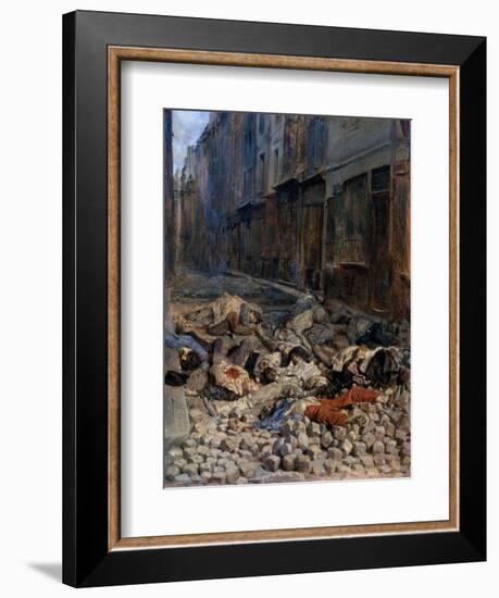 La Barricade, Rue de La Mortellerie, c.1848-Jean-Louis Ernest Meissonier-Framed Giclee Print