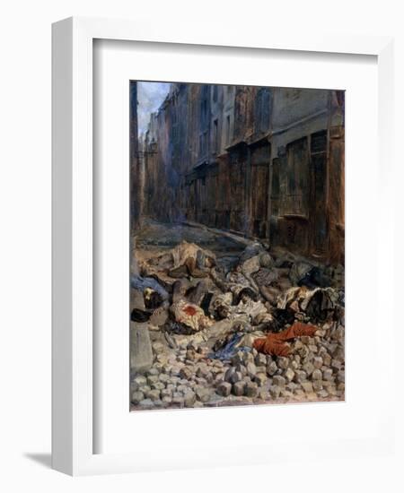 La Barricade, Rue de La Mortellerie, c.1848-Jean-Louis Ernest Meissonier-Framed Giclee Print