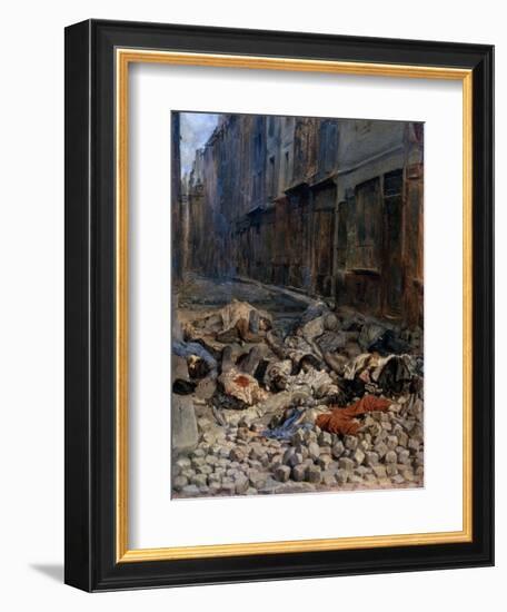 La Barricade, Rue de La Mortellerie, c.1848-Jean-Louis Ernest Meissonier-Framed Giclee Print