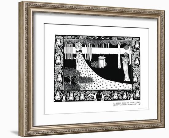 La Beale Isoud at Joyous Gard, Illustration from "Le Morte D'Arthur," Published 1894-Aubrey Beardsley-Framed Giclee Print