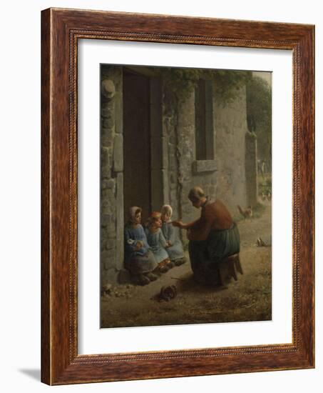 La Becqu? ou Paysanne donnant ?anger ?es enfants-Jean-François Millet-Framed Giclee Print