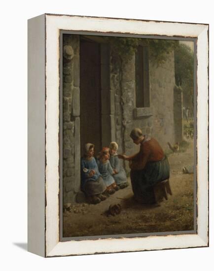 La Becqu? ou Paysanne donnant ?anger ?es enfants-Jean-François Millet-Framed Premier Image Canvas