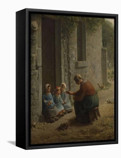 La Becqu? ou Paysanne donnant ?anger ?es enfants-Jean-François Millet-Framed Premier Image Canvas