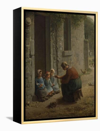 La Becqu? ou Paysanne donnant ?anger ?es enfants-Jean-François Millet-Framed Premier Image Canvas