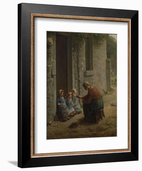 La Becqu? ou Paysanne donnant ?anger ?es enfants-Jean-François Millet-Framed Giclee Print