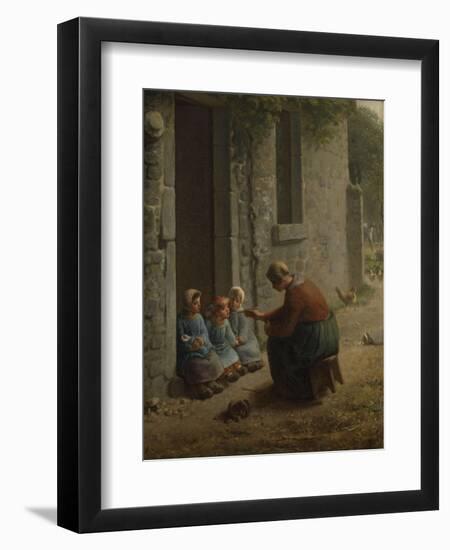 La Becqu? ou Paysanne donnant ?anger ?es enfants-Jean-François Millet-Framed Giclee Print