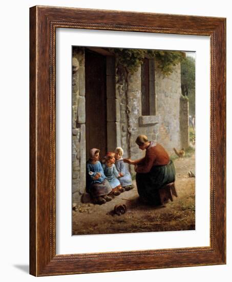 La Becquee or Peasant Feeding Her Children. Painting by Jean Francois Millet (1814-1875), 19Th Cent-Jean-Francois Millet-Framed Giclee Print