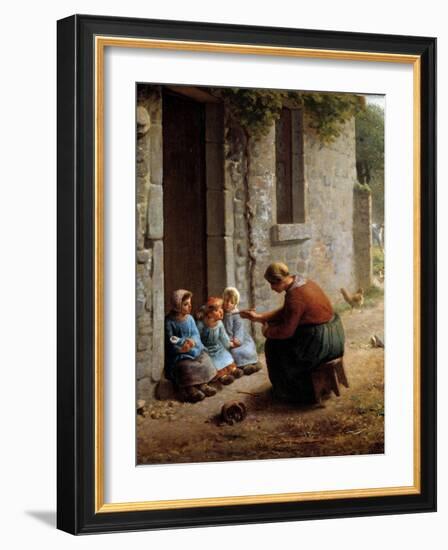 La Becquee or Peasant Feeding Her Children. Painting by Jean Francois Millet (1814-1875), 19Th Cent-Jean-Francois Millet-Framed Giclee Print