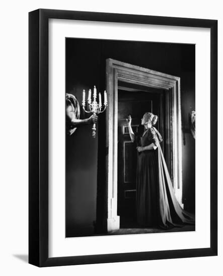 La Belle and la Bete by JeanCocteau with Josette Day, 1946 (b/w photo)-null-Framed Photo