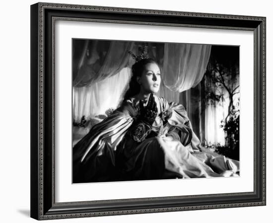 La Belle and la Bete by JeanCocteau with Josette Day, 1946 (b/w photo)-null-Framed Photo