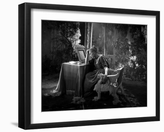 La Belle and la Bete by JeanCocteau with Josette Day, 1946 (b/w photo)-null-Framed Photo