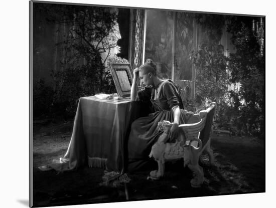 La Belle and la Bete by JeanCocteau with Josette Day, 1946 (b/w photo)-null-Mounted Photo